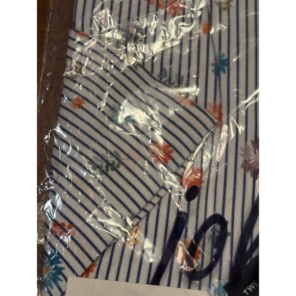NWT Medium Johnnie O Top Shelf Short Sleeve Striped Shirt Flowers Floral May - Picture 8 of 9